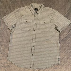 Prana s/s‎ button up shirt mens size large black/white EUC